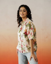 Flower Printed Cotton Top For Women