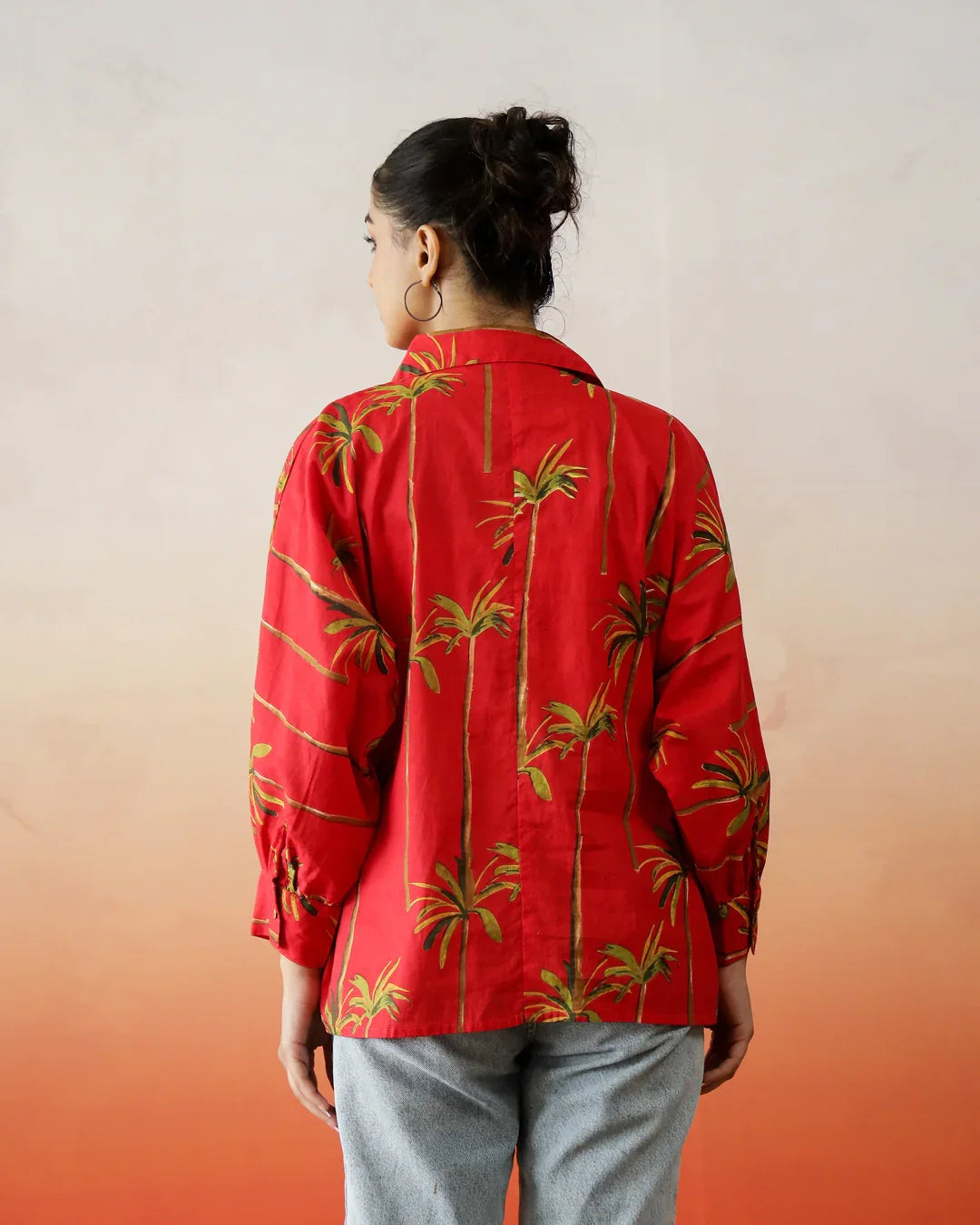 Red Flower Printed Top for Women - SanskrutiHomes 
