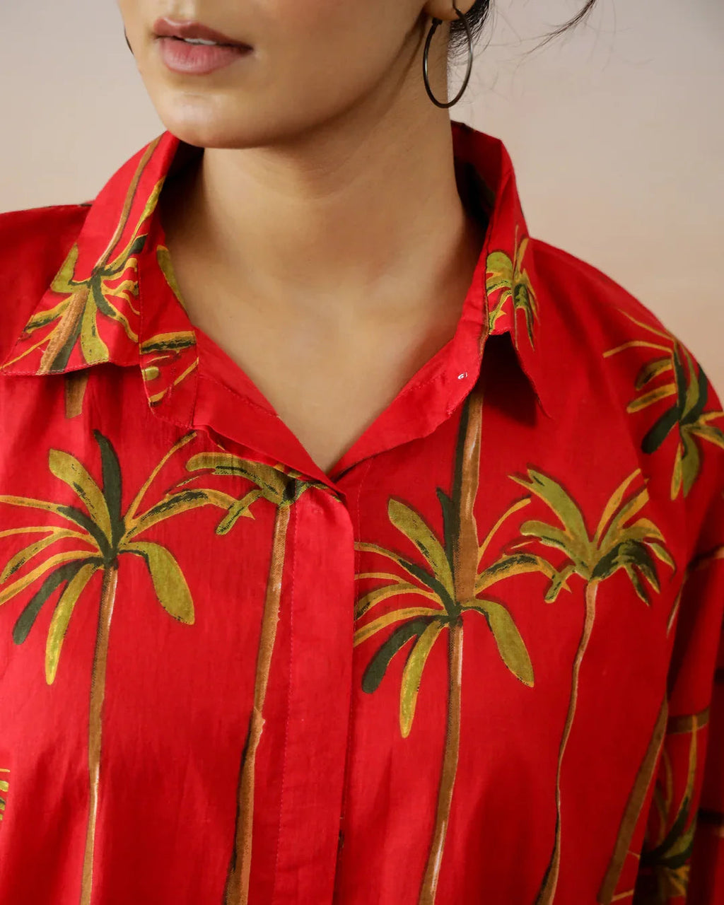 Red Flower Printed Top for Women - SanskrutiHomes 