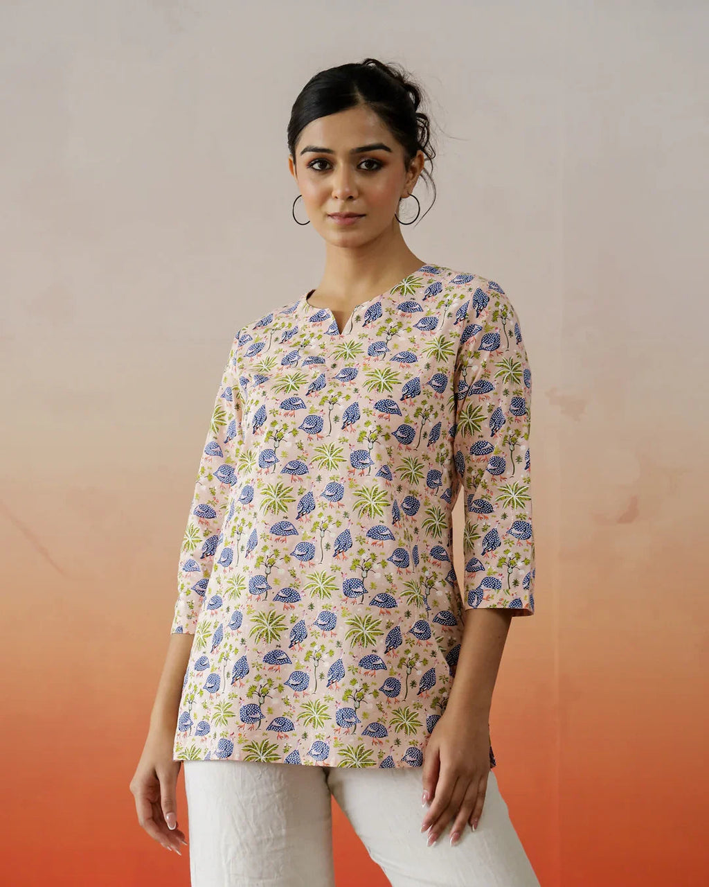 Floral Printed Cotton Top for Women - SanskrutiHomes 