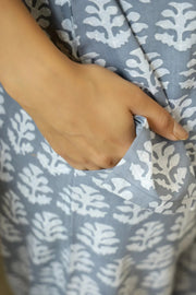GRey Cotton Printed Night Suit Set with Pajama - SanskrutiHomes 