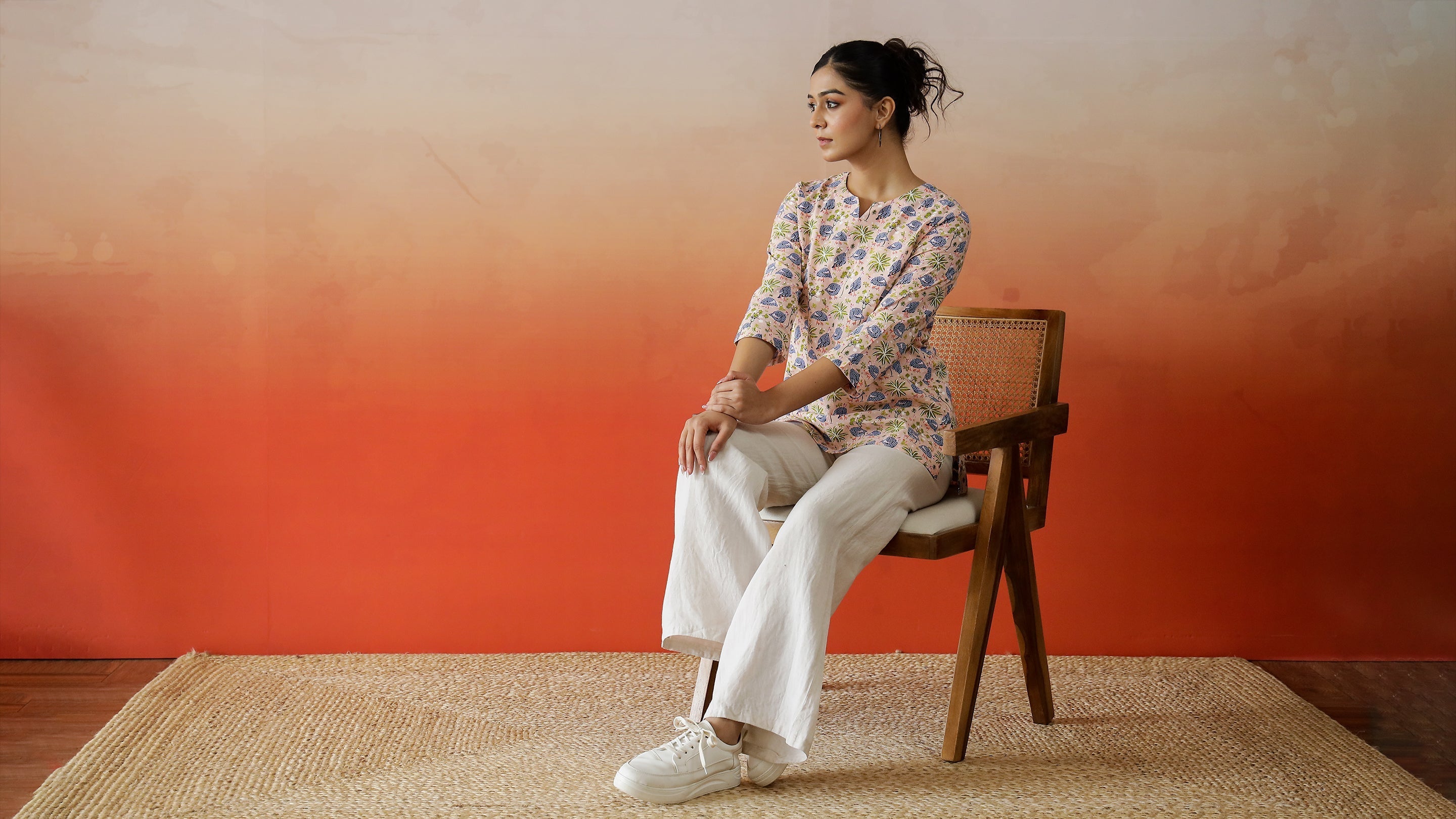 Floral Printed Cotton Top for Women - SanskrutiHomes 