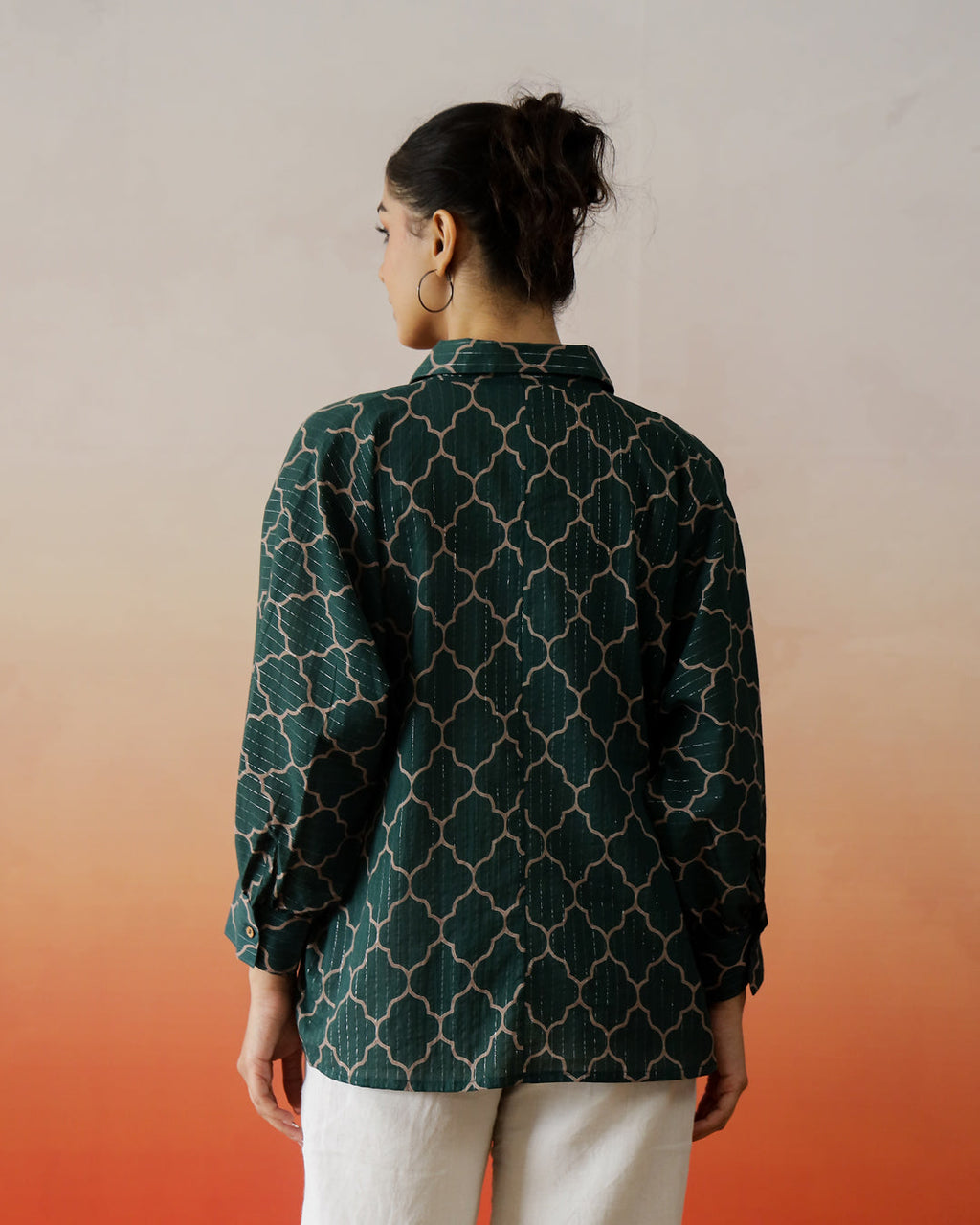 Green Solid Print Cotton Top for Women - SanskrutiHomes 