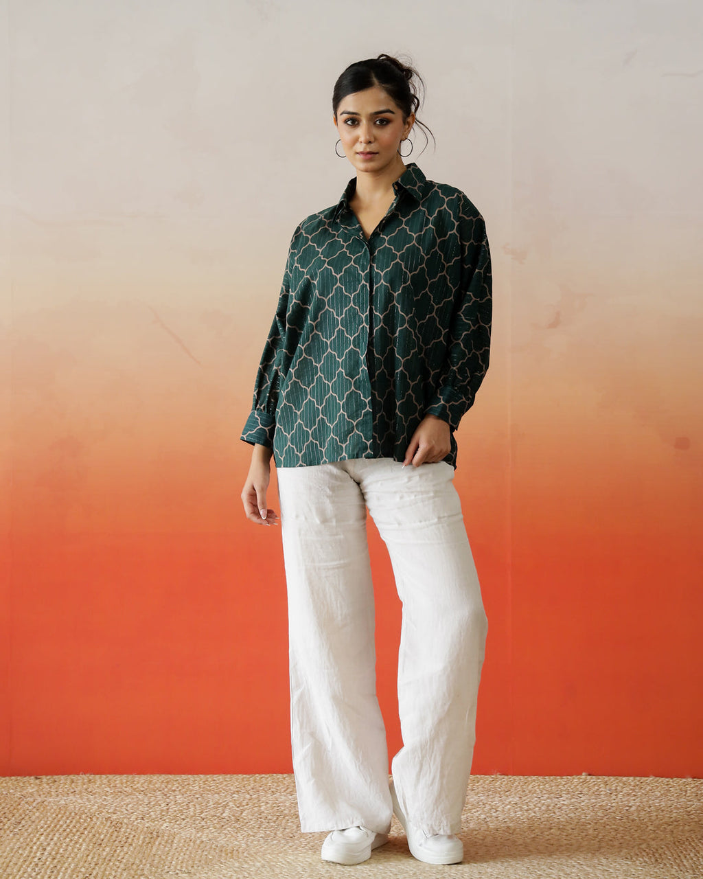 Green Solid Print Cotton Top for Women - SanskrutiHomes 