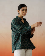 Green Solid Print Cotton Top for Women - SanskrutiHomes 