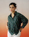 Green Solid Print Cotton Top for Women - SanskrutiHomes 