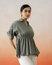 Solid Print Cotton Embroidered Top - SanskrutiHomes 
