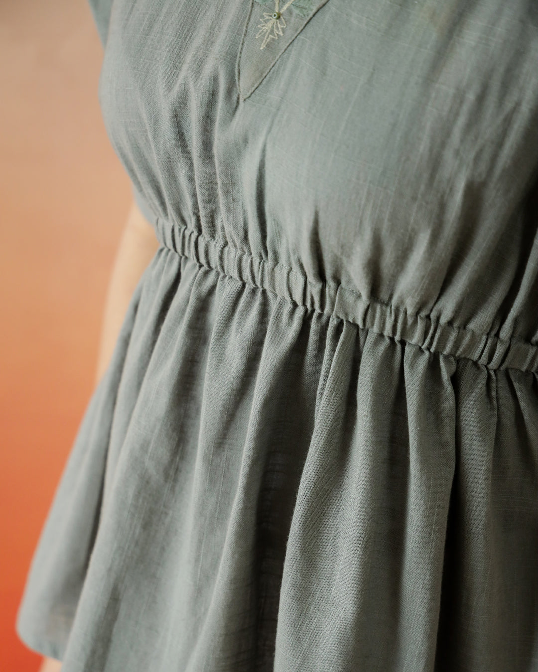 Solid Print Cotton Embroidered Top - SanskrutiHomes 