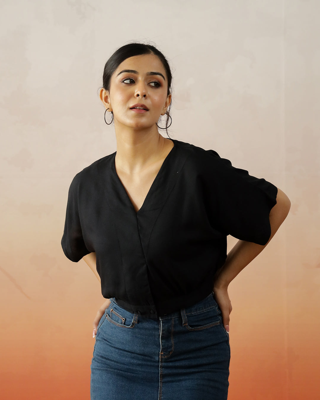 Black Crop Top for Women - SanskrutiHomes 