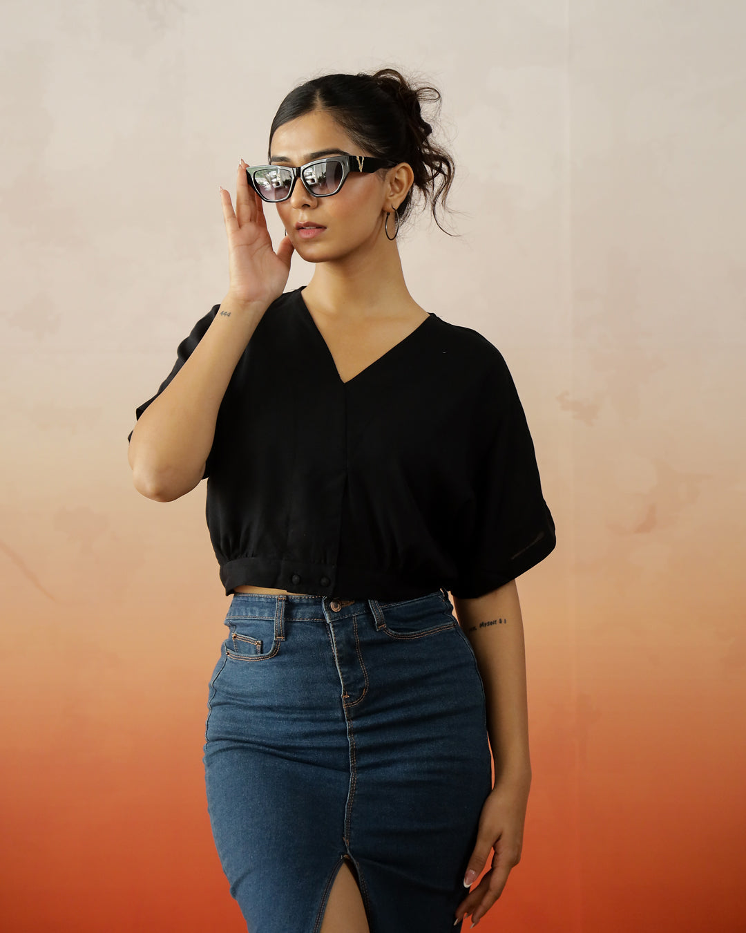 Black Crop Top for Women - SanskrutiHomes 
