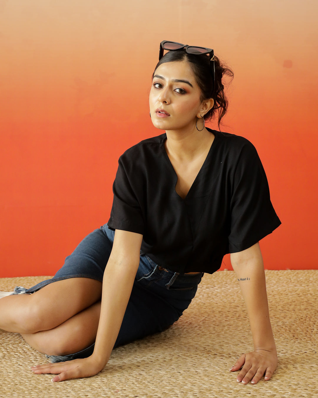 Black Crop Top for Women - SanskrutiHomes 