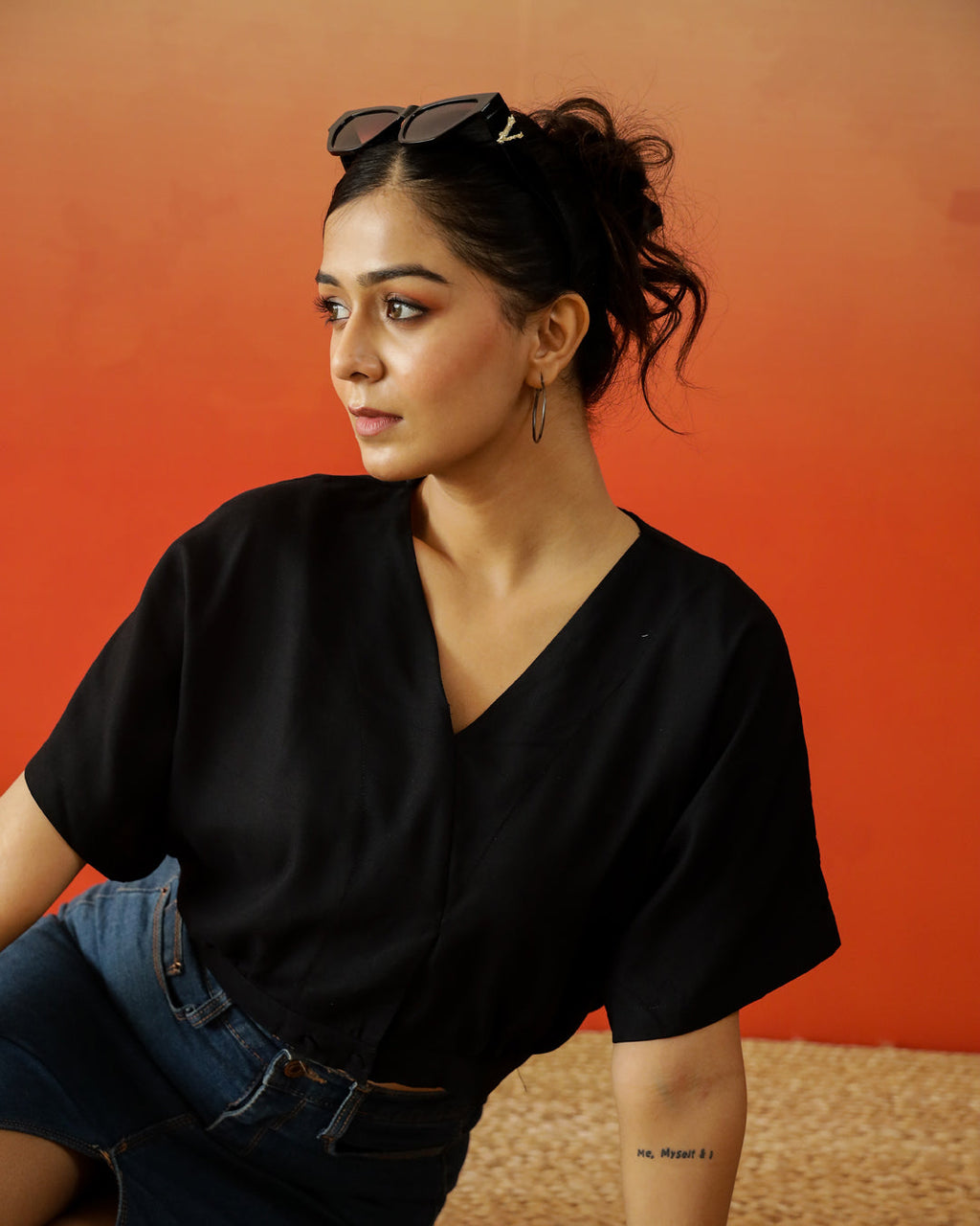 Black Crop Top for Women - SanskrutiHomes 