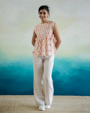 Sleeveless Printed Cotton Top For Women