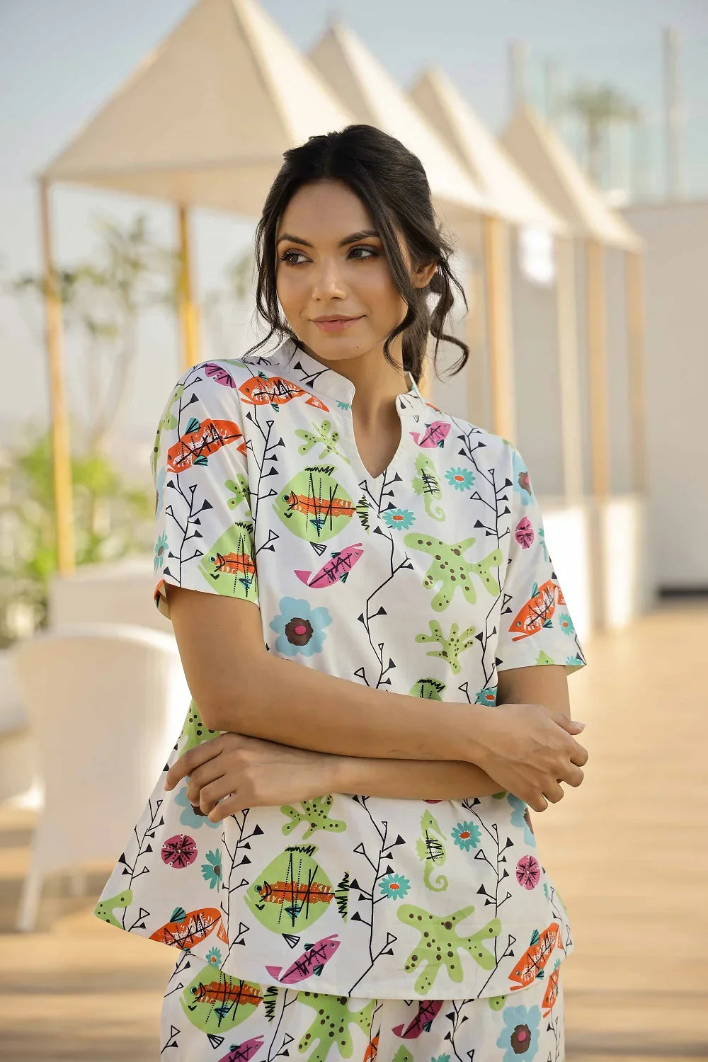 Cotton fish multi-colour Sleep set - SanskrutiHomes 