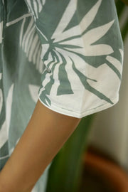 Green Cotton Printed Night Suit Set with Pajama - SanskrutiHomes 