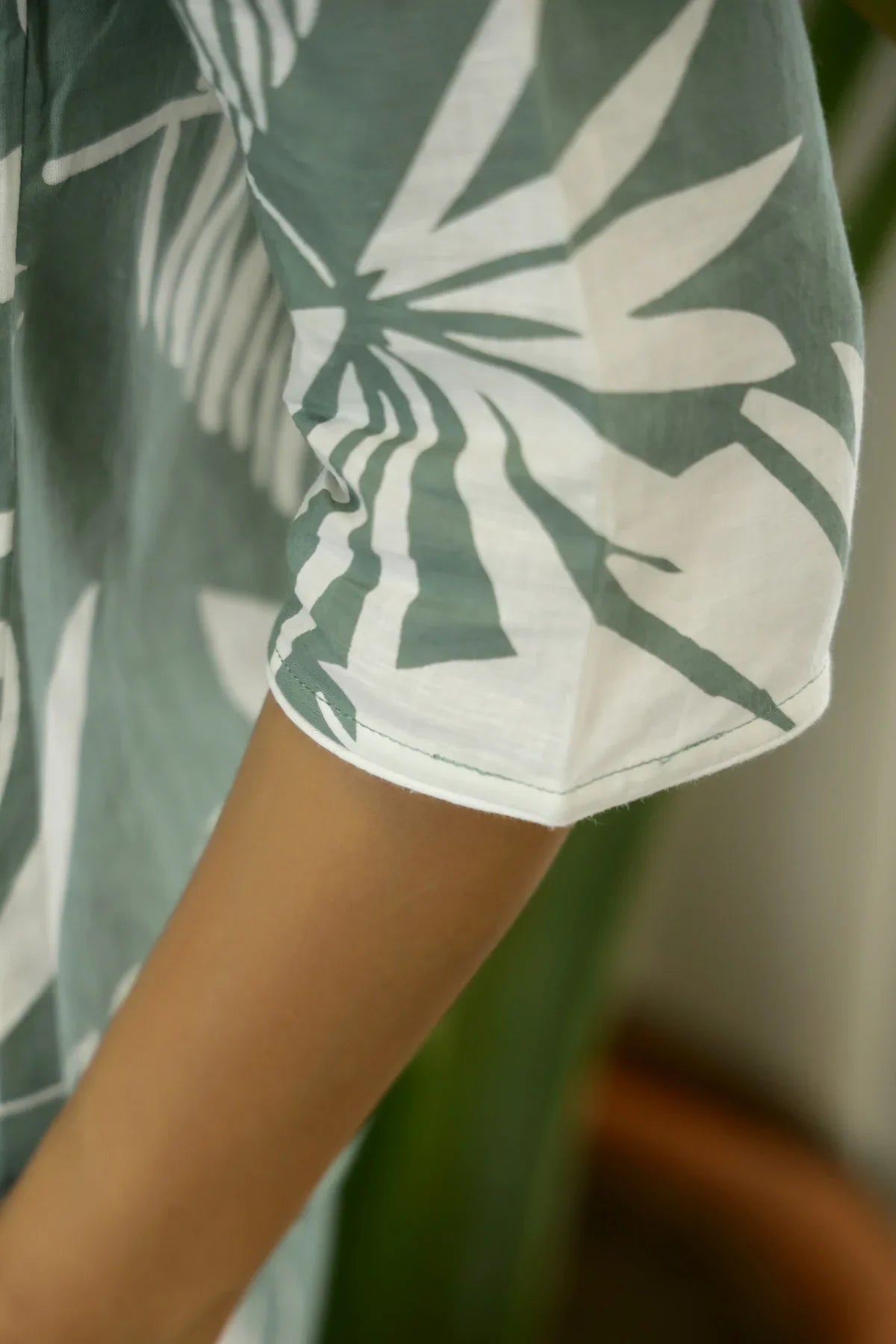 Green Cotton Printed Night Suit Set with Pajama - SanskrutiHomes 