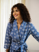 Blue Printed Cotton Co-ord Set for Women - SanskrutiHomes 