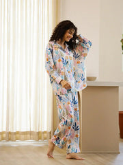 Multicolor Flower Printed Night Suit Set for Women - SanskrutiHomes 