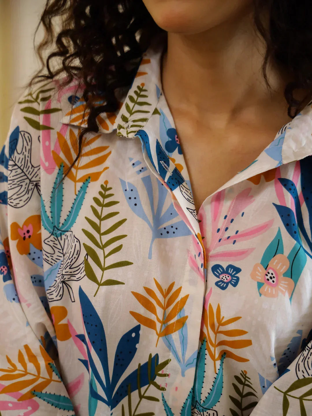 Multicolor Flower Printed Night Suit Set for Women - SanskrutiHomes 