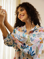 Multicolor Flower Printed Night Suit Set for Women - SanskrutiHomes 