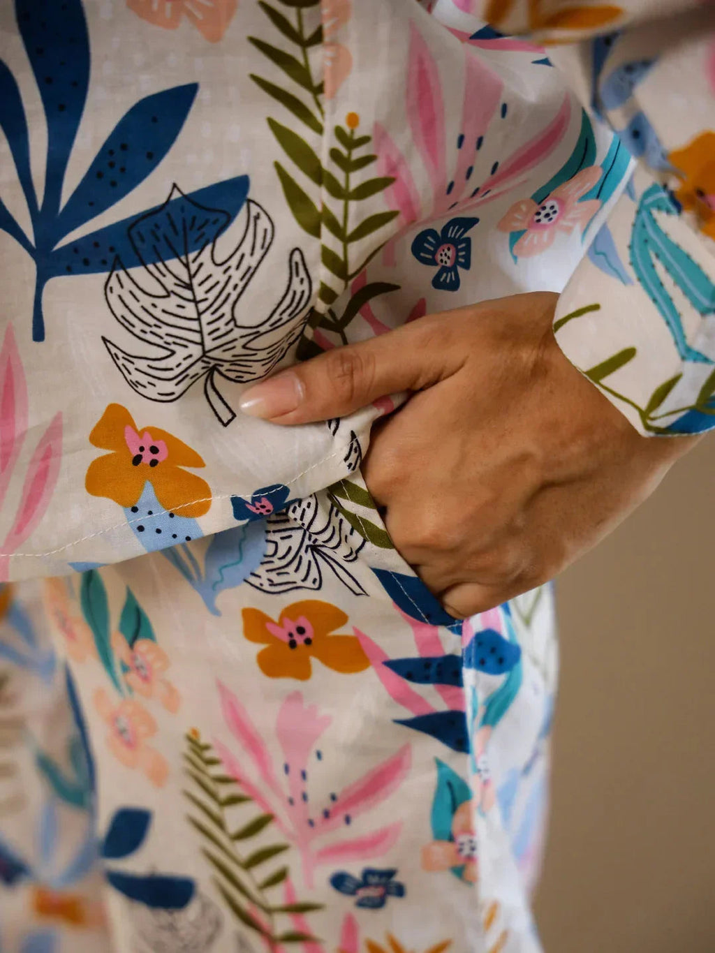 Multicolor Flower Printed Night Suit Set for Women - SanskrutiHomes 