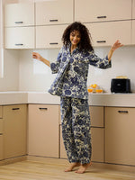 Blue Floral Printed Cotton Co-ord Set for Women - SanskrutiHomes 