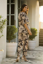 Black Cotton Printed Kaftan and Pajama Set for Women - SanskrutiHomes 