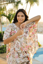 Mother Daughter White Floral Kaftan Set Combo