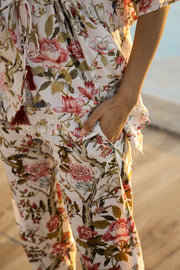Mother Daughter White Floral Kaftan Set Combo