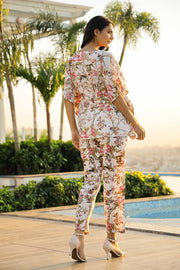 Mother Daughter White Floral Kaftan Set Combo