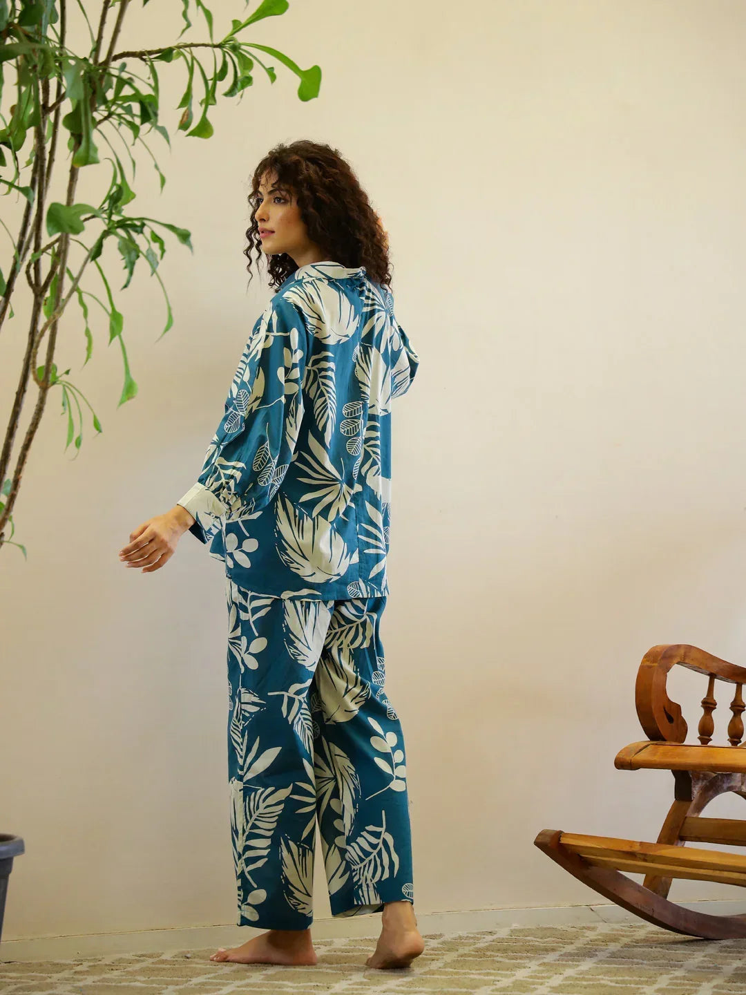 Flower Printed Night Suit Set for Women - SanskrutiHomes 