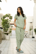 Sage Printed Pure Cotton Night suit - SanskrutiHomes 