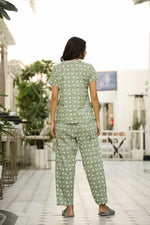 Sage Printed Pure Cotton Night suit - SanskrutiHomes 