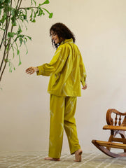 Yellow Printed Night Suit Set for Women - SanskrutiHomes 