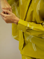 Yellow Printed Night Suit Set For Women
