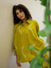 Yellow Printed Night Suit Set For Women
