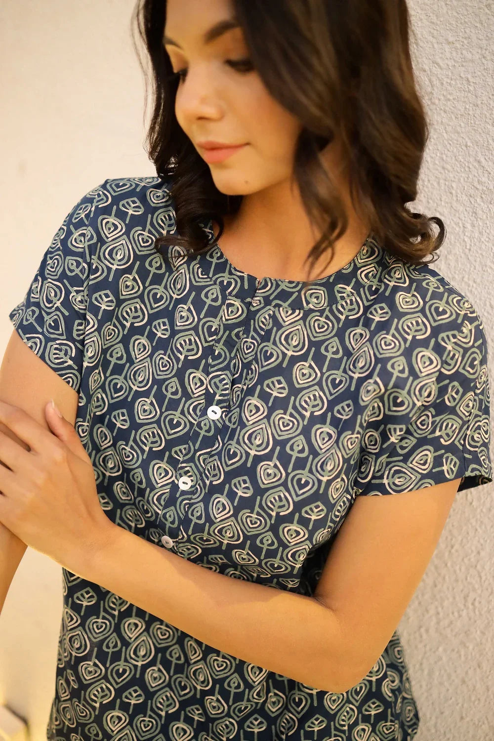 Spruce Printed Pure Cotton Night suit - SanskrutiHomes 