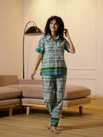 Women Geometric Printed Night suit - SanskrutiHomes 