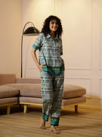 Women Geometric Printed Night suit - SanskrutiHomes 