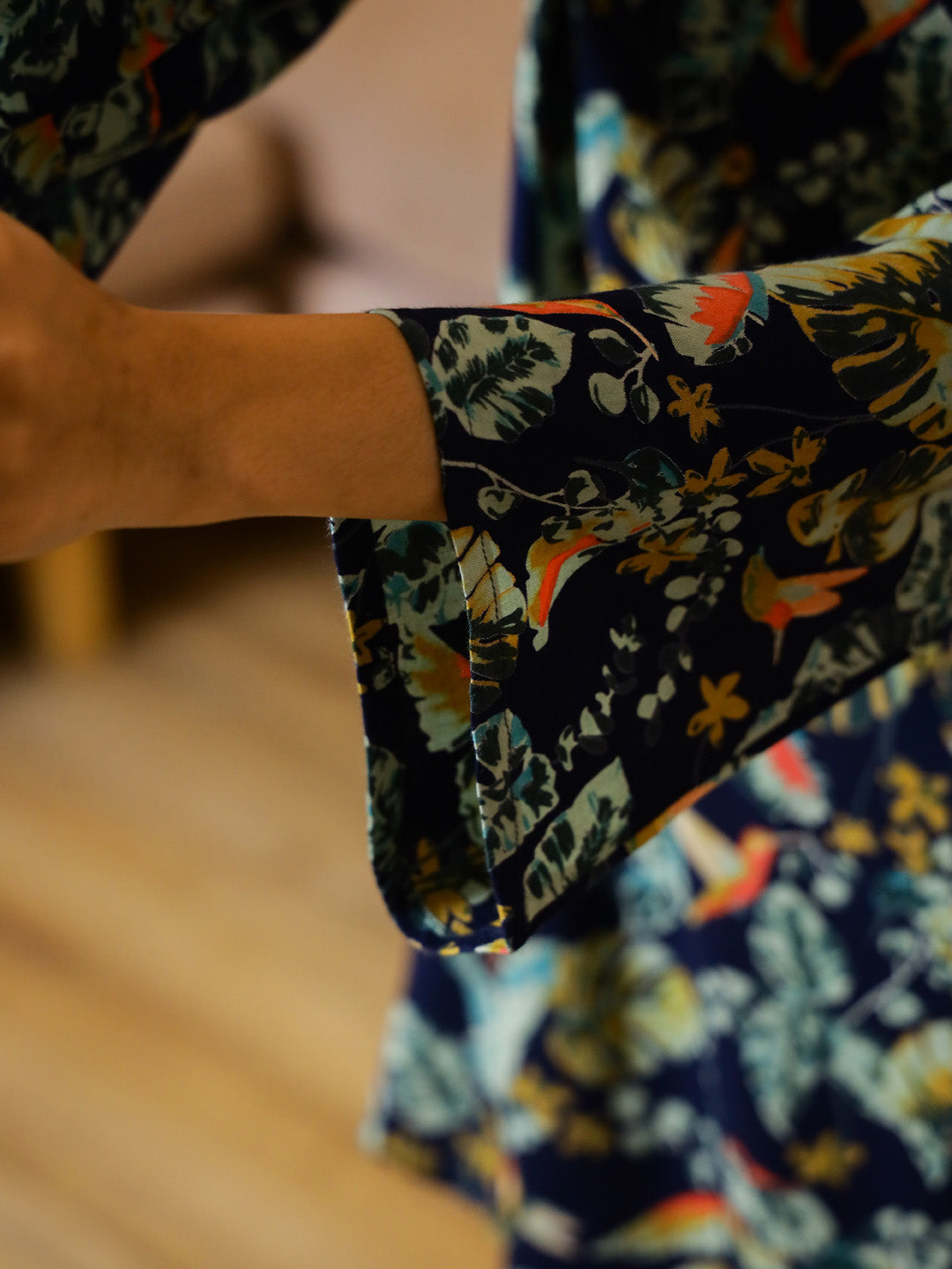 Blue Floral Printed V-Neck Cotton Night Suit - SanskrutiHomes 