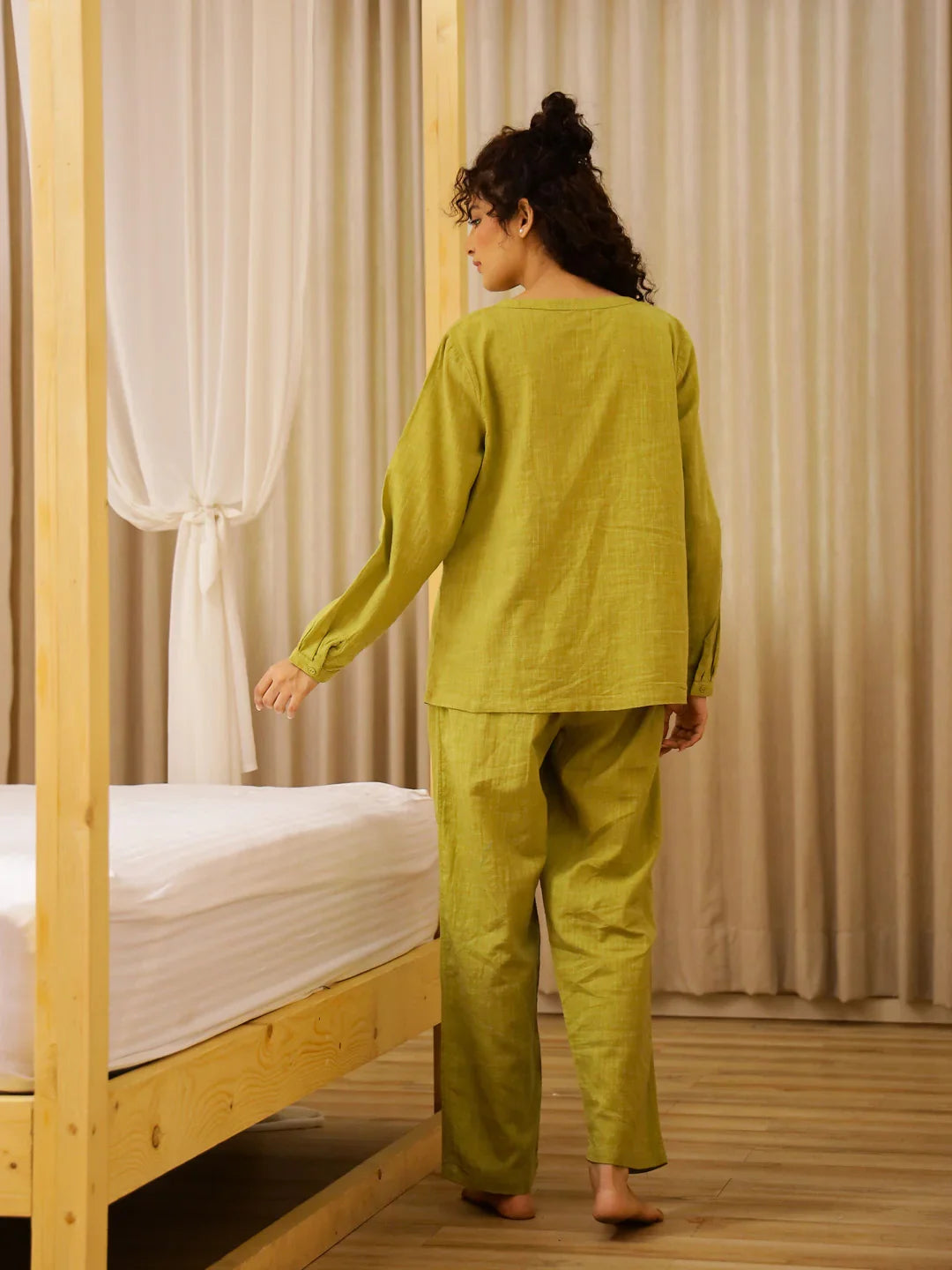 Solid Print Round Neck Night Suit Set - SanskrutiHomes 