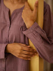 Lavender Solid Print Night Suit Set