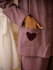 Lavender Solid Print Night Suit Set