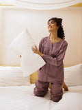 Lavender Solid Print Night Suit Set - SanskrutiHomes 