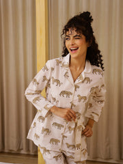 Animal Print Cotton Night Suit Set - SanskrutiHomes 