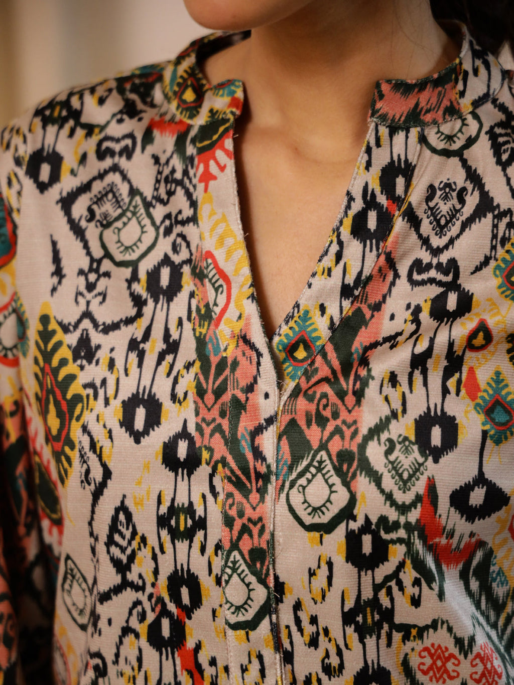 Multicolor Flower Printed Velvet Night suit/Coord - SanskrutiHomes 