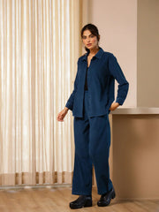 Blue CORDUROY Co-ord Set - SanskrutiHomes 