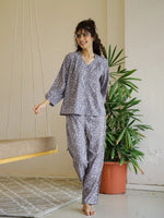 Grey Cotton Night Suit Set for Women - SanskrutiHomes 