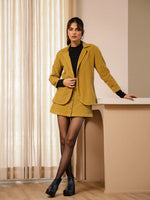 Yellow Solid COURDROY Print Co-ords Set with Skirt - SanskrutiHomes 
