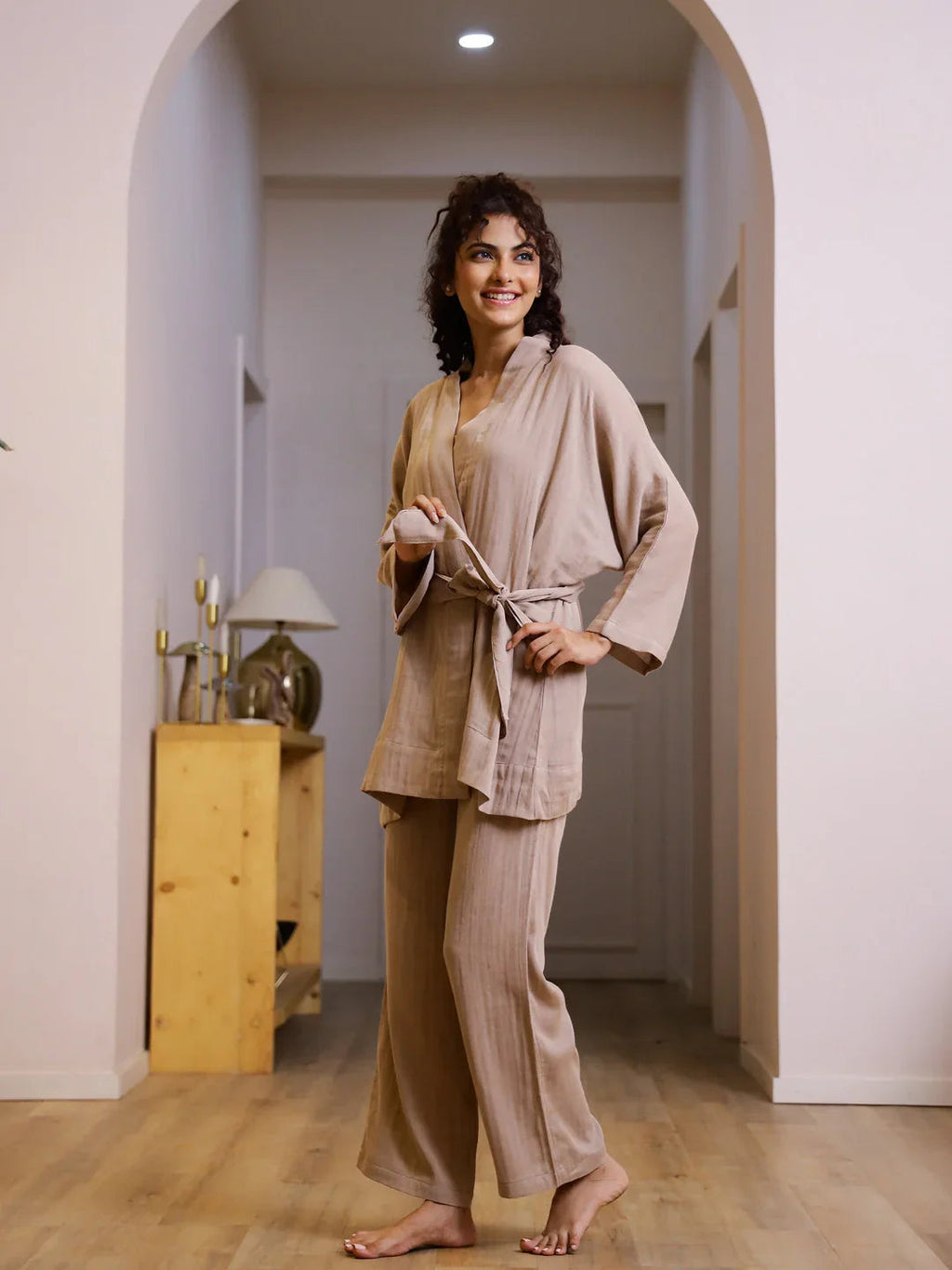 Set of 3 Cotton GAUZE Night Suit Set - SanskrutiHomes 